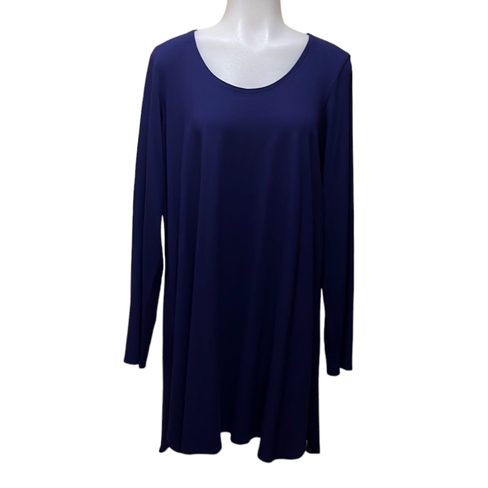 EILEEN FISHER Jersey Knit T~Shirt Dress~Rounded Hemline~Sz L